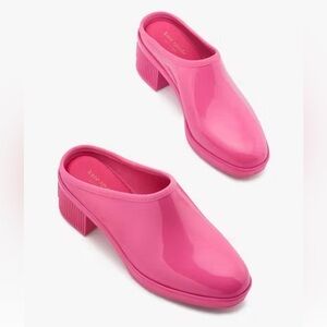 Kate Spade Puddle Garden Clog Rubber Block Heel Pink NWOT